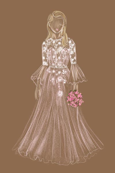 Farbiges Hochzeitskleid